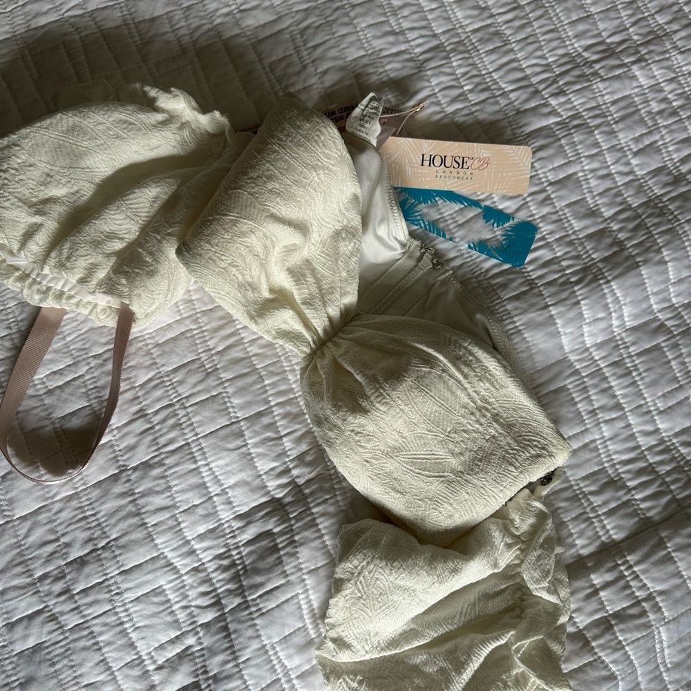 House of CB Textured Ivory Bikini Top